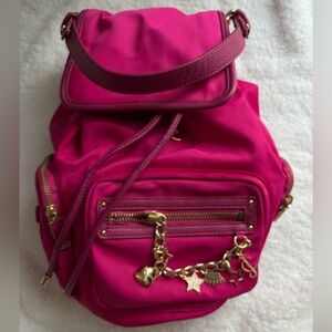 Vintage Y2K Juicy Couture Hot Pink/Fuchsia Backpack with Gold Accents